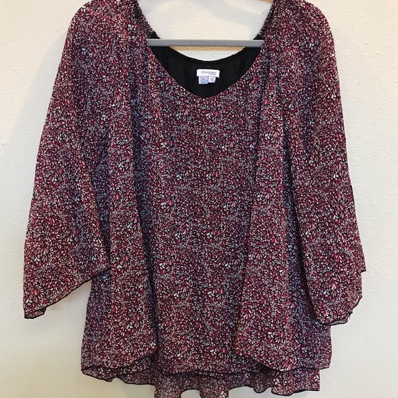 Dress Barn Tops - Dress Barn | Pink, Black, White Print Blouse | 1X